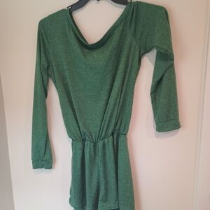 Women’s Green Long-Sleeve Jumpsuit Romper